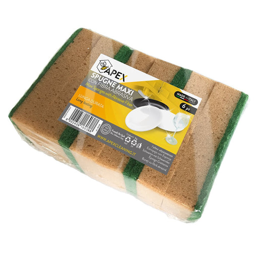 Maxi Spugne con Fibra abrasiva 6 pezzi Apex